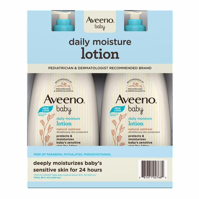 Aveeno Baby Daily Moisture Lotion, 18 oz, 2-pack